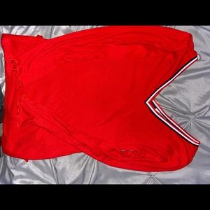 Off the Shoulder Red Midi Dress